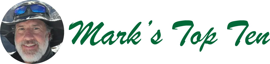 A portrait of a smiling man wearing a hat and sunglasses next to the text "Mark's Top 10 Things To Consider" in green script. A portrait of a smiling man wearing a hat and sunglasses next to the text "Mark's Top 10 Things To Consider" in green script.