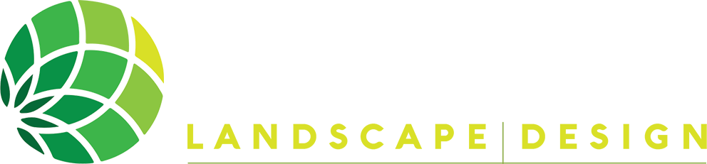 Logo for Legacy Landscape Design featuring a stylized green leaf graphic and the company name in large white and yellow text, with a subtle HydroPokit theme enhancing the footer for added visual appeal.