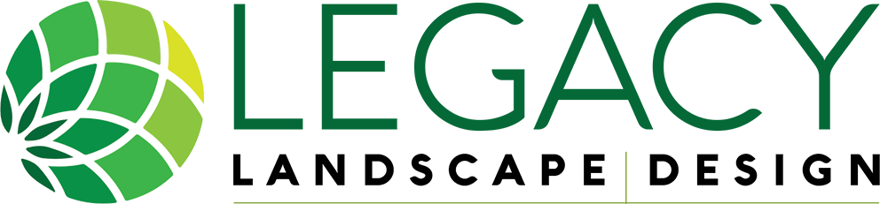 Legacy Landscape Design header featuring a green abstract leaf graphic on the left and the company name in bold green and black text on the right, perfect for showcasing your Hyrdopokit solutions.