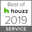 Best of Houzz 2019 Service award logo, featuring the Houzz company logo and text on a gray and white background.