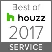 Best of Houzz 2017 Service award badge with green house logo on a gray and white background.